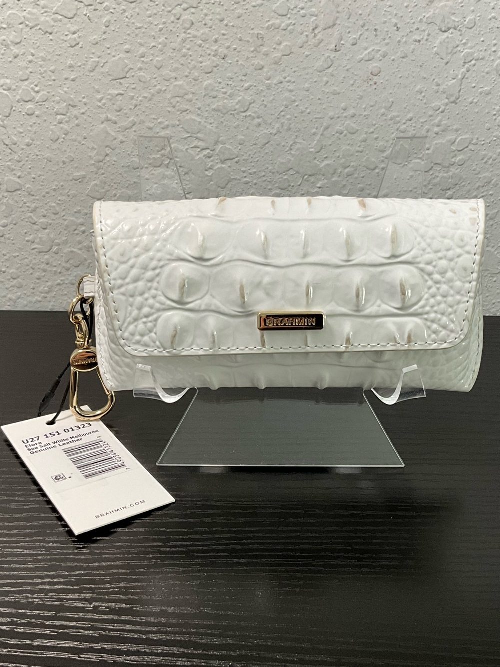 Brahmin Elora SEA SALT WHITE MELBOURNE Leather Clip-on Eyeglass Case